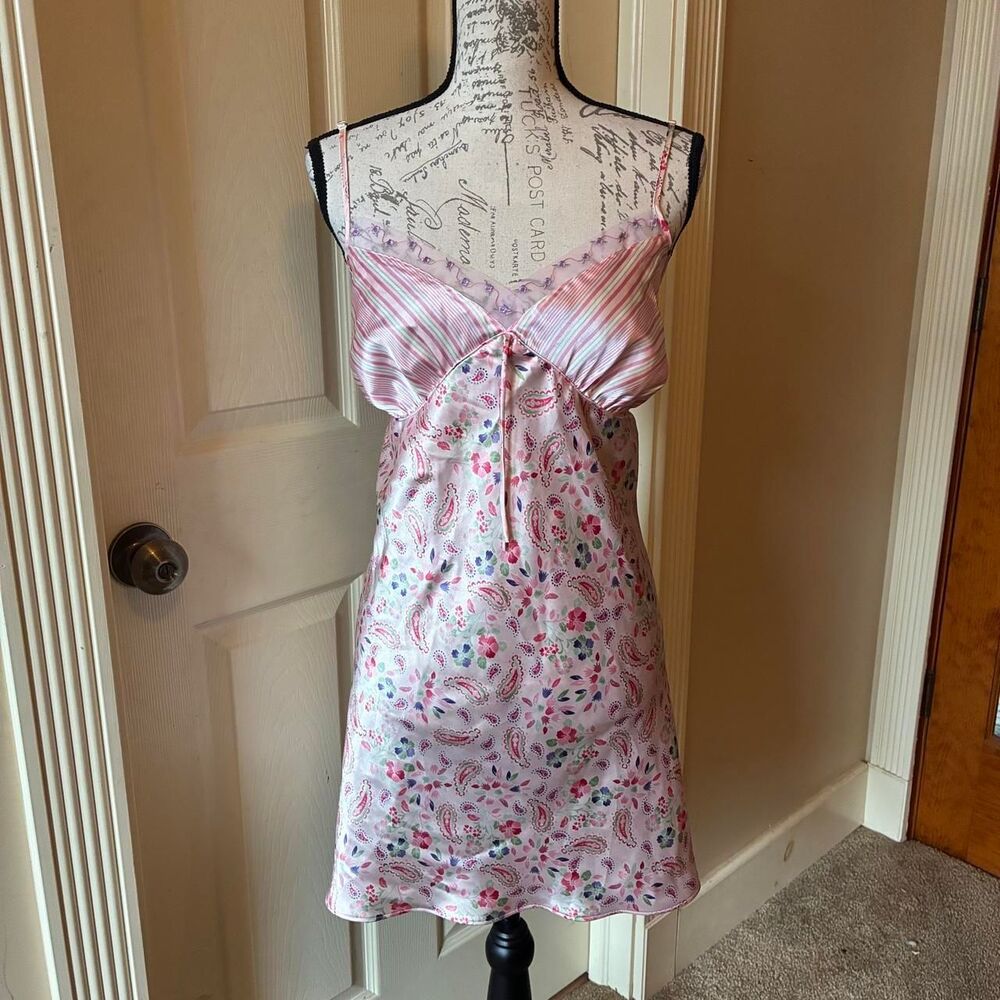 Vtg Jaclyn Smith Pink Floral Slip Dress